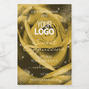 Yellow Brown Rose Palm Leaves Product Labels Logo