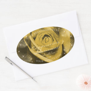 Yellow Brown Rose with Palm Leaves Product Labels