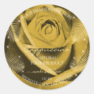 Yellow Brown Rose with Palm Leaves Product Labels