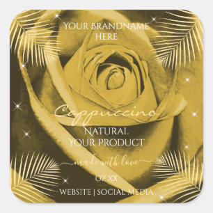 Yellow Brown Rose with Palm Leaves Product Labels