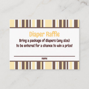 Yellow & Brown Striped Baby Shower Diaper Raffle Enclosure Card