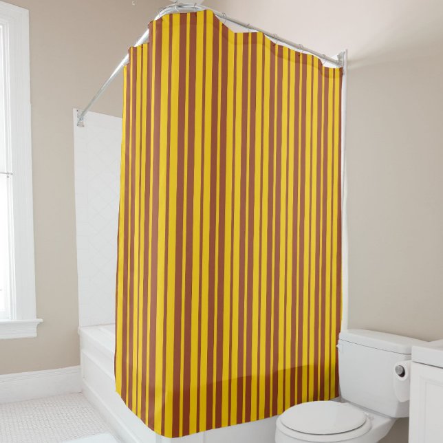 Yellow Brown Stylish Stripes Pattern Design  Shower Curtain (Creator Uploaded)