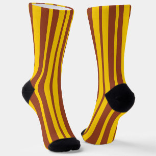 Yellow Brown Stylish Stripes Pattern Design  Socks