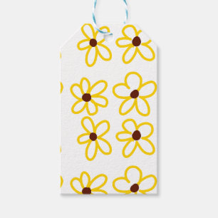Yellow brown sunflower pattern floral modern boho gift tags
