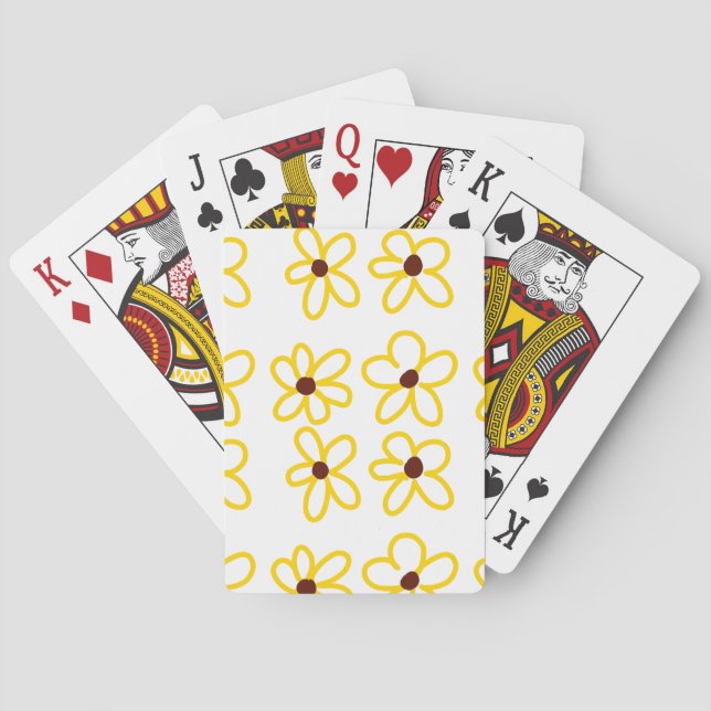 Yellow brown sunflower pattern floral modern boho  playing cards (Back)