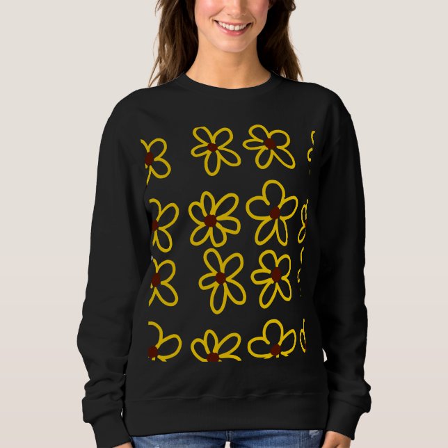 Yellow brown sunflower pattern floral modern boho  sweatshirt (Front)
