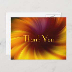 Yellow Brown Swirls Abstract Art Thank You Postcard