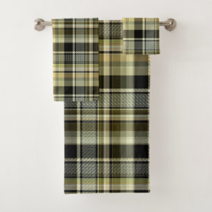 Yellow-brown tartan plaid. bath towel set