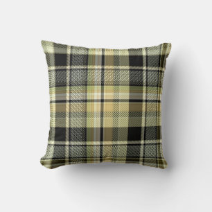 Yellow-brown tartan plaid. cushion