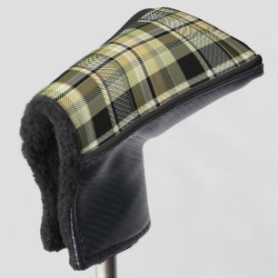 Yellow-brown tartan plaid. golf head cover