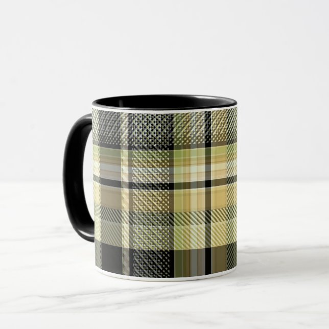 Yellow-brown tartan plaid.  mug (Front Left)