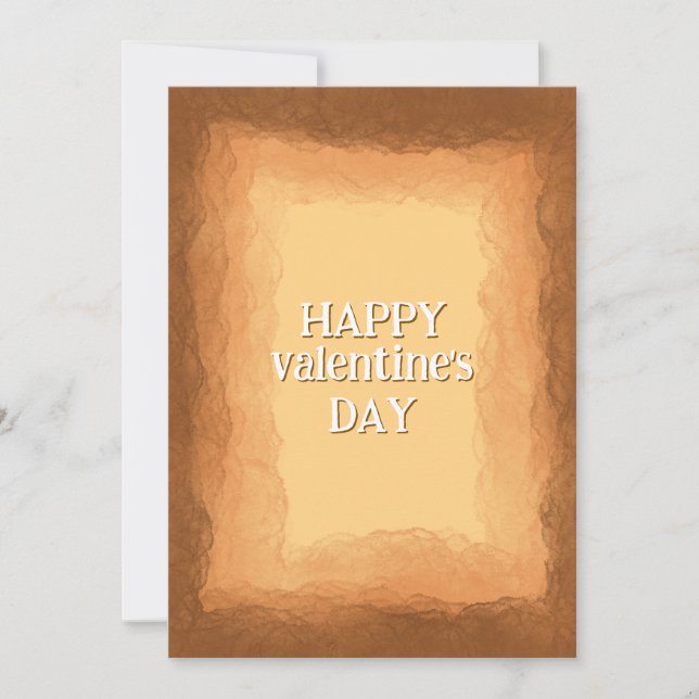 Yellow - Brown Valentine's Day Holiday Card (Front)
