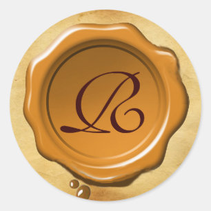 YELLOW BROWN  WAX SEAL PARCHMENT Monogram