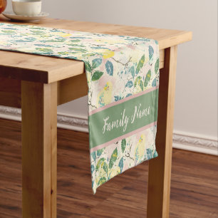 Yellow Budgerigar Pattern Short Table Runner
