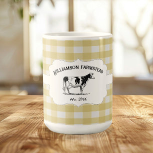 Yellow Buffalo Plaid Farm Cow Coffee Mug