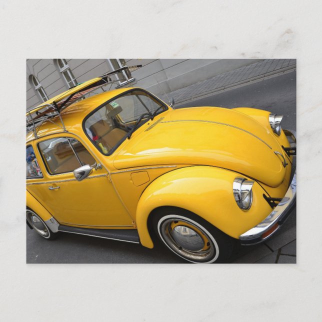 Yellow Bug Vintage Car Postcards (Front)