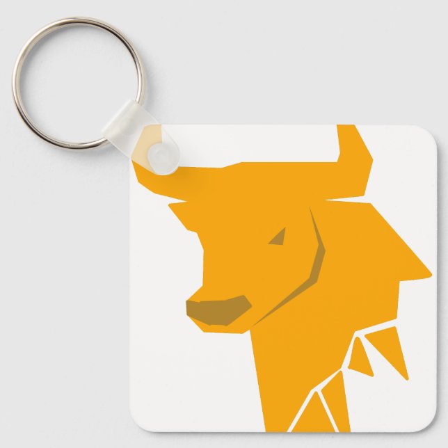 Yellow Bull Zodiac – Bright Taurus Silhouette  Key Ring (Front)