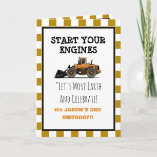 Yellow Bulldozer Construction Boys Birthday Card
