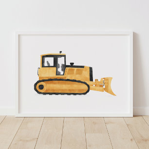 Yellow Bulldozer Contruction Kids Room Decor