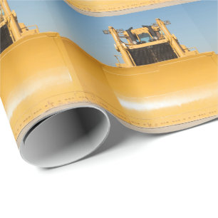 Yellow Bulldozer Pattern Wrapping Paper