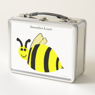 Yellow Bumble Bee Buzz Metal Lunch Box