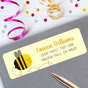 Yellow Bumblebee Child Birthday Cute Sweet Address