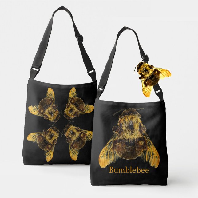Yellow Bumblebees Photographic Bees Black Crossbody Bag (Creator Uploaded)