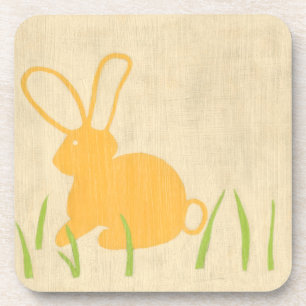 Yellow Bunny and Green Grass by Chariklia Zarris Coaster