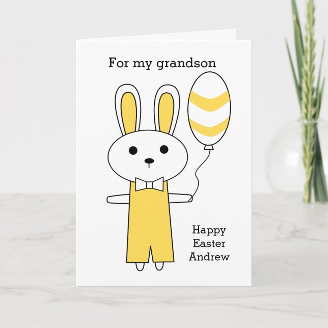 Yellow Bunny Happy Easter Holiday Card (Front)