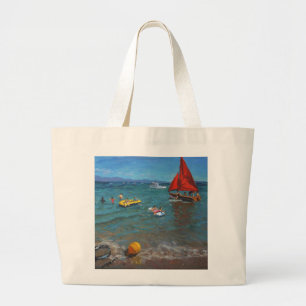 Yellow Buoy and Red Sails Abersoch Large Tote Bag