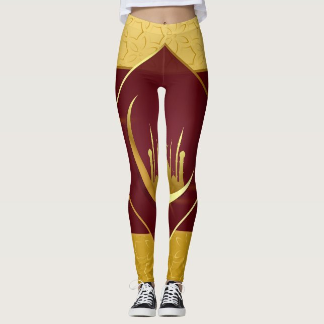 Yellow Burgundy Leggings (Front)