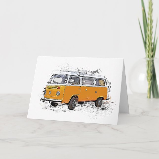 Yellow Bus Folded Greeting Card (Front)