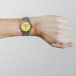 Yellow Business Brand on Men's Watch<br><div class="desc">Your business logo on yellow background on men's watch. Accessory that you can include in your promotional products, giveaway items or gifts to your customers or clients to advertise your business or to promote your brand. Customisable watch that you can put your business logo to build brand name awareness. Please...</div>