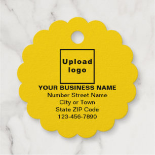 Yellow Business Brand on Scalloped Round Shape Favour Tags