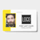 Yellow Business ID Badge – Photo & Company Logo