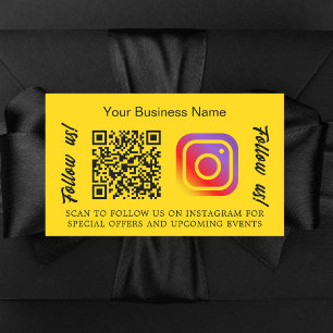 Yellow business name qr code Instagram Rectangular Sticker