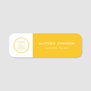 Yellow Business Name Tags with Logo & Job Title