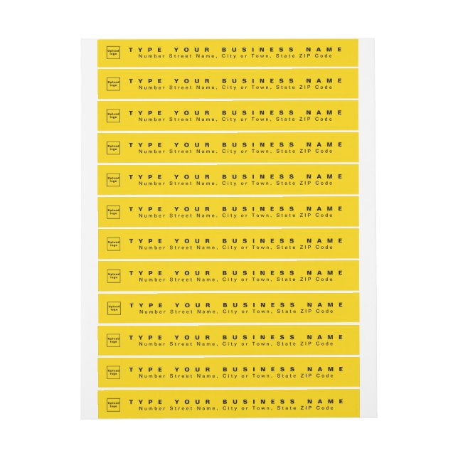 Yellow Business Return Address Slim Wrap Around Label (Sheet)