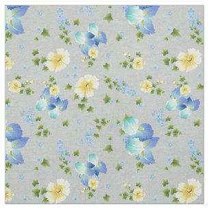 Yellow Buttercups and Blue Iris Fabric