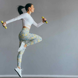 Yellow Buttercups and Blue Iris Leggings
