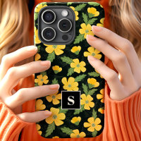 Yellow Buttercups Floral Flower Monogrammed