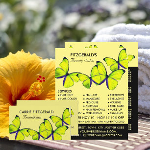 Yellow Butterflies, Beautician, Beauty Salon Business Card