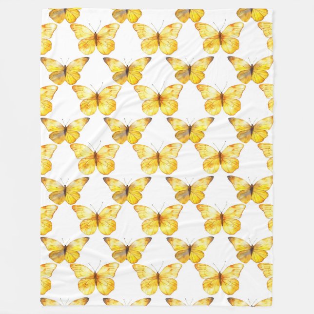 Yellow Butterflies Birthday Fleece Blanket (Front)