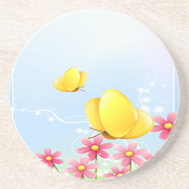 Yellow Butterflies Coaster (Front)
