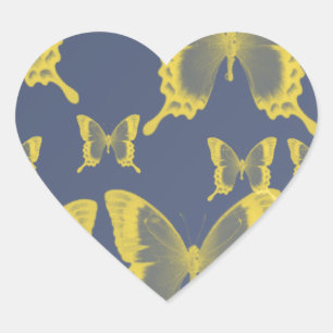 yellow butterflies in yellow heart sticker