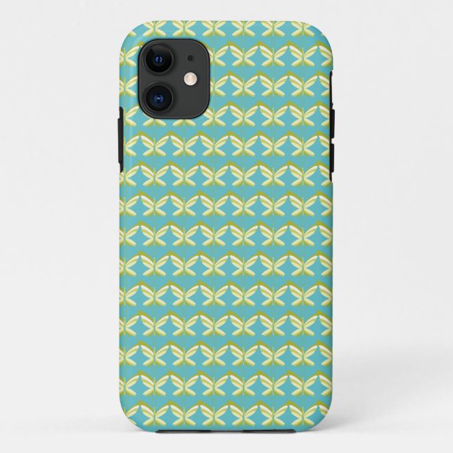 Yellow Butterflies on Blue Case-Mate iPhone Case (Back)