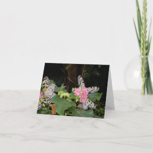 Yellow Butterflies on Tropical Leaves with Flowers Holiday Card