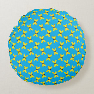 Yellow Butterflies Pattern Round Cushion