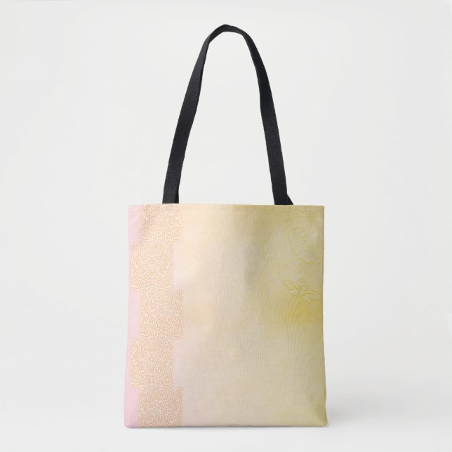 Yellow Butterfly All-Over-Print Tote Bag, Medium Bag (Front)