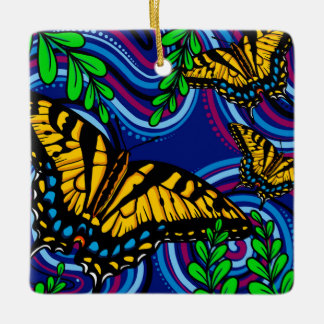 Yellow Butterfly Ceramic Ornament